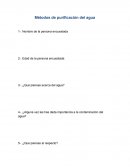 Encuesta sobre los métodos de purificación del agua