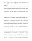 Sobre el ambiente y calidad de Trabajo de los diferentes lugares de la práctica hospitalaria desde una perspectiva del profesional.