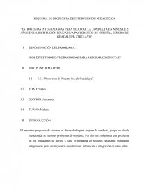“ESTRATEGIAS INTEGRADORAS PARA MEJORAR LA CONDUCTA EN NIÑOS DE 5 AÑOS EN LA INSTITUCIÓN EDUCATIVA PASTORCITOS DE NUESTRA SEÑORA DE GUADALUPE- CHICLAYO”. Página 1