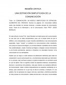 LA COMUNICACIÓN: UN MODELO SIMPLIFICADO DE DEFINICION. ELEMENTOS DEL PROCESO