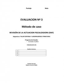 Método de caso REVISIÓN DE LA ACTUACION FISCALIZADORA (RAF). Página 1