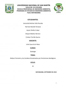 RELIEVE TERRESTRE Y LOS CAMBIOS OCACIONADOS POR FENÓMENOS GEOLÓGICOS. Página 1