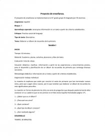 Proyecto escolar. Proyecto de enseñanza. Página 1
