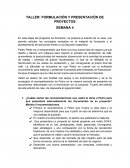 TALLER: FORMULACIÓN Y PRESENTACIÓN DE PROYECTOS