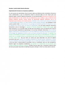 Importancia de la lectura en el proceso académico. Página 1
