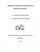 DOCUMENTO DE ANÁLISIS EN LA PLANEACIÓN DE UN CURSO VIRTUAL DE INGLÉS