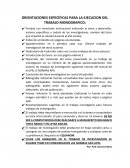 ORIENTACIONES ESPECÍFICAS PARA LA EJECUCION DEL TRABAJO MONOGRAFICO