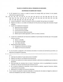 TALLER DE ESTADÍSTICA SOCIAL I PROGRAMA DE SOCIOLOGÍA. Página 1