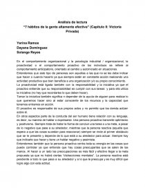 Análisis de lectura los 7 hábitos de la gente altamente efectiva. Página 1