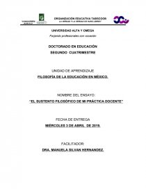 ENSAYO: EL SUSTENTO FILOSÓFICO DE LA PRÁCTICA DOCENTE. Página 1