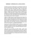 Enseñanza y aprendizaje de la lengua escrita