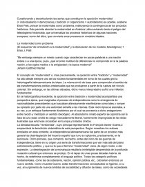 Cuestionando y desarticulando las series que constituyen la oposición modernidad. Página 1