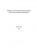 Preparación y uso de los estados financieros proyectados para fines de gestión proyectada de las empresas