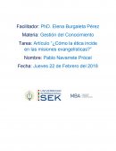 Artículo “¿Cómo la ética incide en las misiones evangelísticas?”