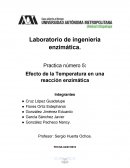 Laboratorio de ingeniería enzimática. Practica número 5: Efecto de la Temperatura en una reacción enzimática