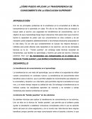 Cómo puedo aplicar la transferencia de conocimiento en la Educacion Superior?