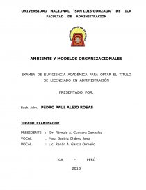 AMBIENTE Y MODELOS ORGANIZACIONALES. Página 1