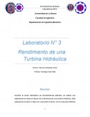 Laboratorio N° 3 Rendimiento de una Turbina Hidráulica