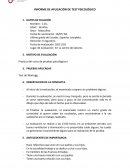 INFORME DE APLICACIÓN DE TEST PSICOLÓGICO