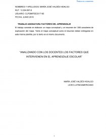 Analisis con los docentes los factores que intervienen en el aprendizaje escolar. Página 1