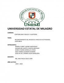 RECONOCIMIENTO DEL NEGOCIO E INICIO DE ACTIVIDADES CONTABLES. Página 1