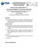 PRACTICA DE LABORATORIO N° 2 VELOCIDAD PROMEDIO Y VELOCIDAD CONSTANTE