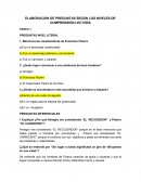 PREGUNTAS SEGÚN LOS NIVELES DE COMPRENSIÓN LECTORA