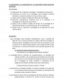 LA SOCIOLOGÍA Y LA SOCIOLOGÍA DE LA EDUCACIÓN COMO DISCIPLINA CIENTÍFICA