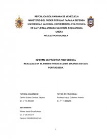 INFORME DE PRÁCTICA PROFESIONAL REALIZADA EN EL FRENTE FRANCISCO DE MIRANDA ESTADO PORTUGUESA. Página 1