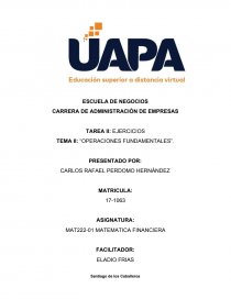 MATEMATICA FINANCIERA. “OPERACIONES FUNDAMENTALES”. Página 1