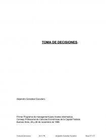 TOMA DE DECISIONES. Primer Programa de management para niveles intermedios. Página 1