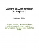 Maestría en Administración de Empresas Business Ethics