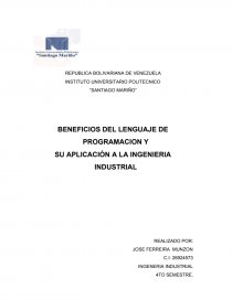 IMPORTANCIA DE LOS LENGUAJES DE PROGRAMACION EN LA INGENIERIA INDUSTRIAL. Página 1
