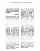 LA EDUCACIÓN COMO UN MEDIO PARA LA COMPRENSIÓN E INTERPRETACIÓN DE LA REALIDAD