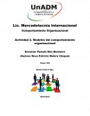 Actividad Modelos del comportamiento organizacional. Organizaciones formales