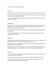 Análisis FODA sobre el negocio “ECO BEBE” - Documentos de Investigación -  Cynthia Morales