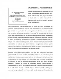 VALORES EN LA POSMODERNIDAD. Página 1