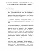 LA VIOLENCIA DE GÉNERO Y SU COMPONENTE CULTURAL
