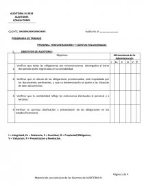 PROGRAMA PRUEBAS SUSTANTIVAS- CICLO REMUNERAC. Página 1