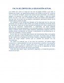 FALTA DE LÍMITES EN LA EDUCACIÓN ACTUAL