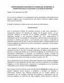 PRIMER BORRADOR CONTENIDO DE LA NORMA QUE TRANSFERIRA LA ADMINISTRACION DE LA EDUCACION A LOS PUEBLOS INDIGENAS