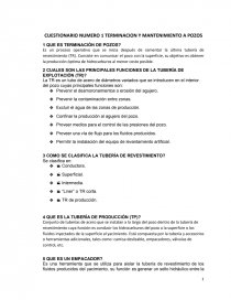CUESTIONARIO NUMERO 1 TERMINACION Y MANTENIMIENTO A POZOS. Página 1