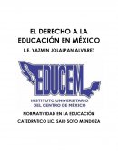 EL DERECHO A LA EDUCACIÓN EN MÉXICO