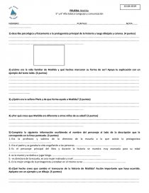 Prueba Libro Matilda. Página 1