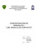 CONCENTRACIÓN DE MINERALES I “LAB. ANGULO DE CONTACTO”