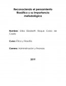 Reconociendo el pensamiento filosófico y su importancia metodológica