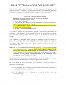 Baja de trabajador con invalidez