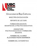 POLÍTICA EDUCATIVA Y FORMACIÓN DOCENTE