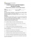 Control de lectura parcial Lenguaje y literatura II medio. El país de las últimas cosas de Paul Auster