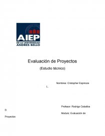Estudio Tecnico para evaluacion de proyectos. Página 1